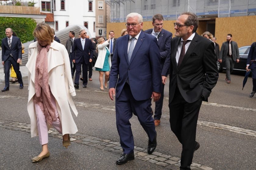 Der deutsche Bundespräsident mit dem Stiftsbibliothekar.